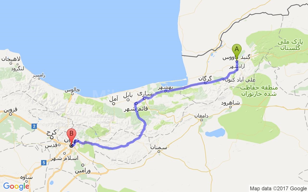 گنبد کاووس - مسیر - میهمان شو